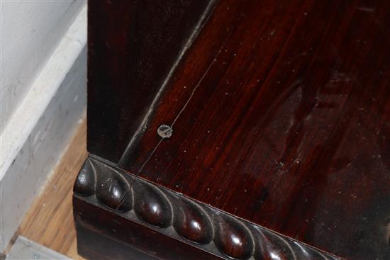 An early 19th century Anglo Indian carved rosewood console table, W.4ft 3in. D.1ft 10in. H.2ft 7in.